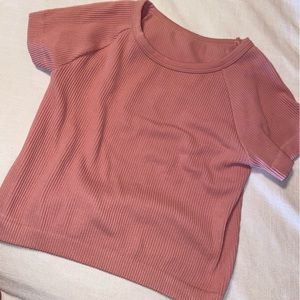 Blush pink ribbed crop top